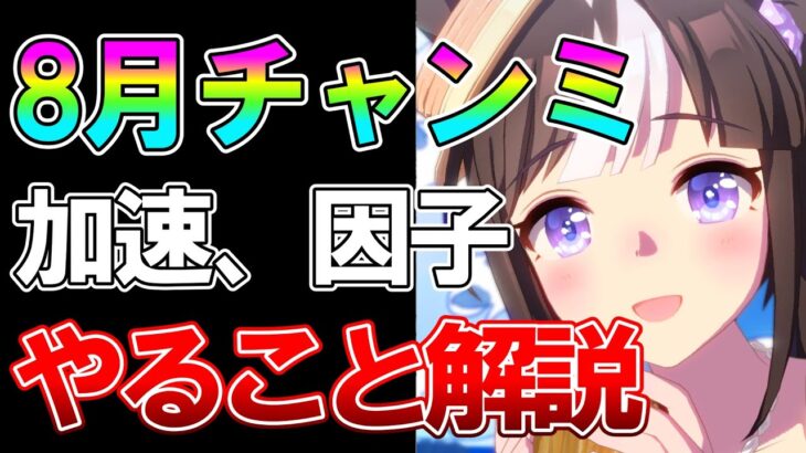 【ウマ娘】最新ルムマ見て分かった8月チャンミ攻略！9900育成しているから分かる有効加速、差がつく因子、無課金向けおすすめキャラについて解説します【チャンピオンズカップ】