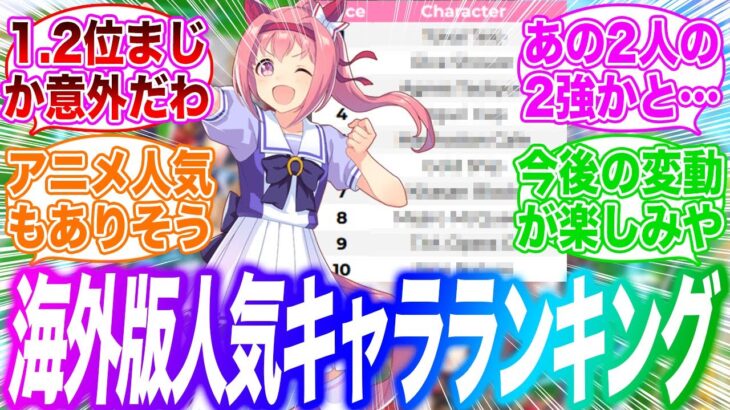 海外でのsteam版実装前と後の人気キャラランキングを比較してみたに対するみんなの反応集【ウマ娘 海外の反応】