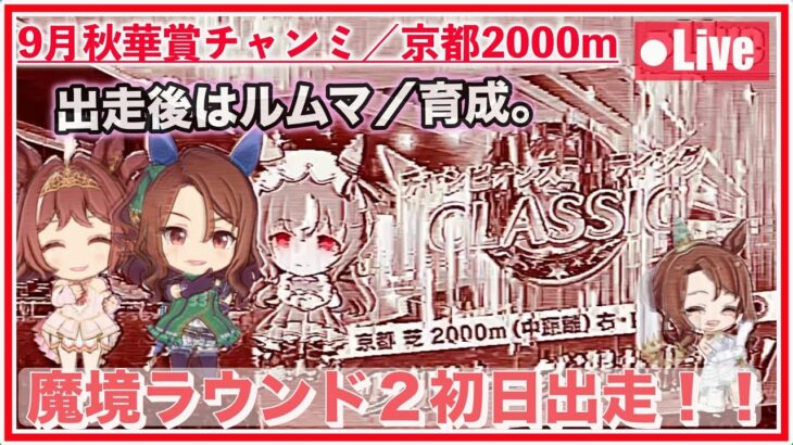 【ウマ娘／9月チャンミ】魔境の予感・・ラウンド２初日出走！出走後はルムマ・育成など【京都2000m秋華賞】