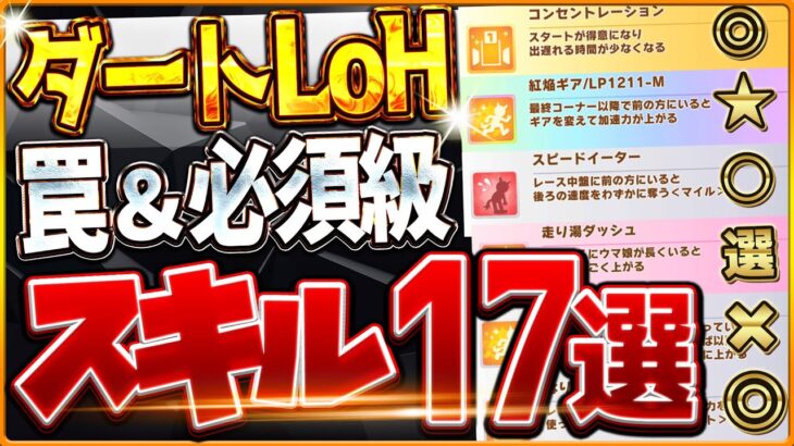 【ウマ娘】ダートLoH”必須スキル＆取ってはいけない罠スキル”17選‼最新版の温泉シナリオスキルや優先しておきたい速度、加速、継承、採用優先度を全て詳しく解説！逃先/育成【盛岡1600ｍ攻略解説】