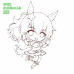 2024年に描いたタイキシャトルの線画です！#ウマ娘　#タイキシャトル　#イラスト　#ちびキャラ　#イラストタイムラプス　#イラストメイキング